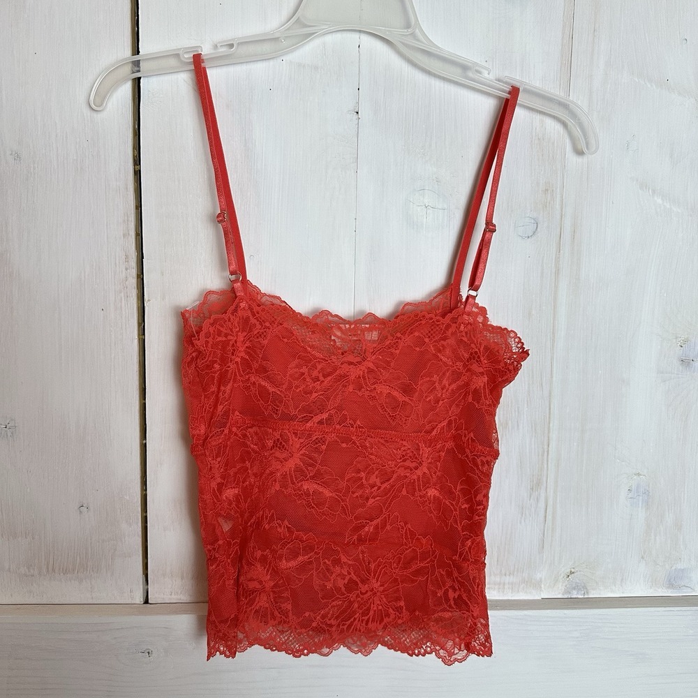 Free People Woman's Lacey Essential Cami Tank Red Rose Size XS New NWOT Y2K Boho - Picture 8 of 11